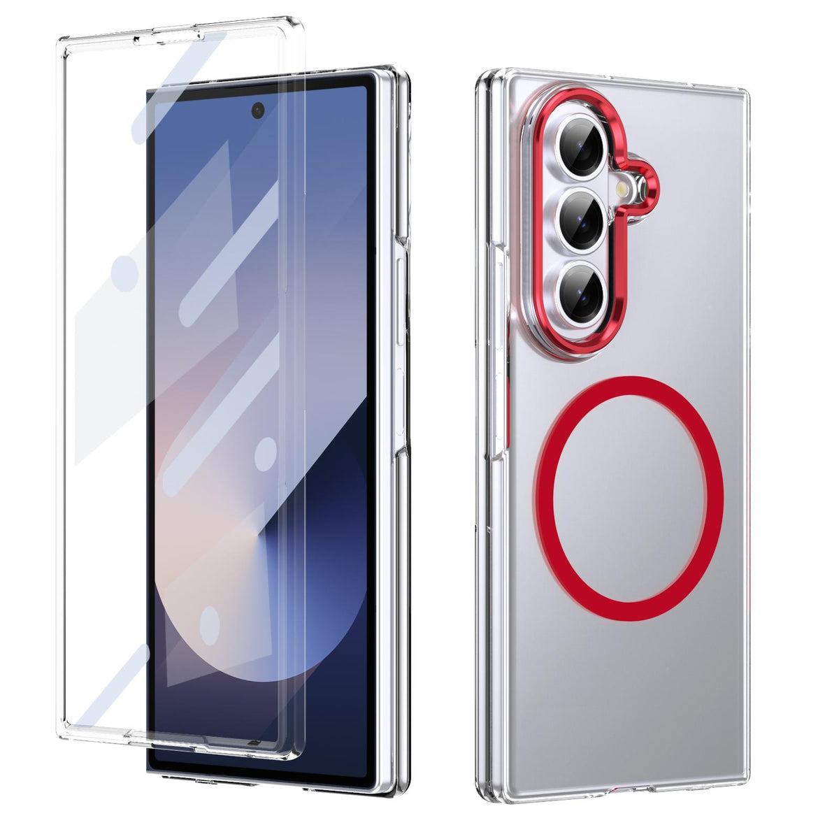 For Galaxy Z Fold8 Ultra 5G lce Folding Series MagSafe Integrated Clear PC Phone Case - Red - EDA007451812D