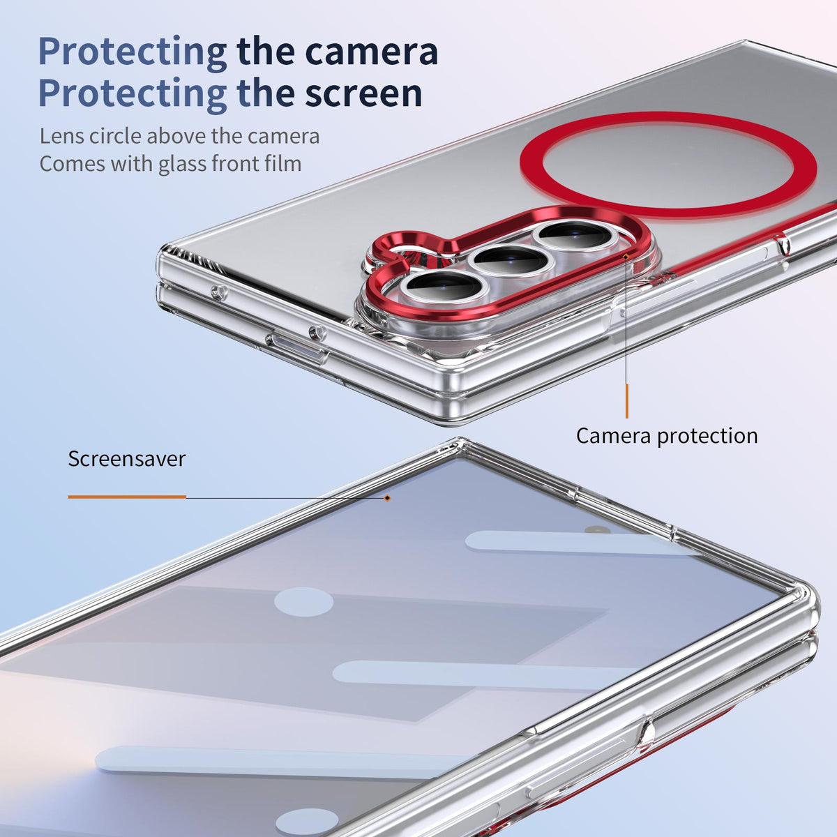 For Galaxy Z Fold8 Ultra 5G lce Folding Series MagSafe Integrated Clear PC Phone Case - Red - EDA007451812D