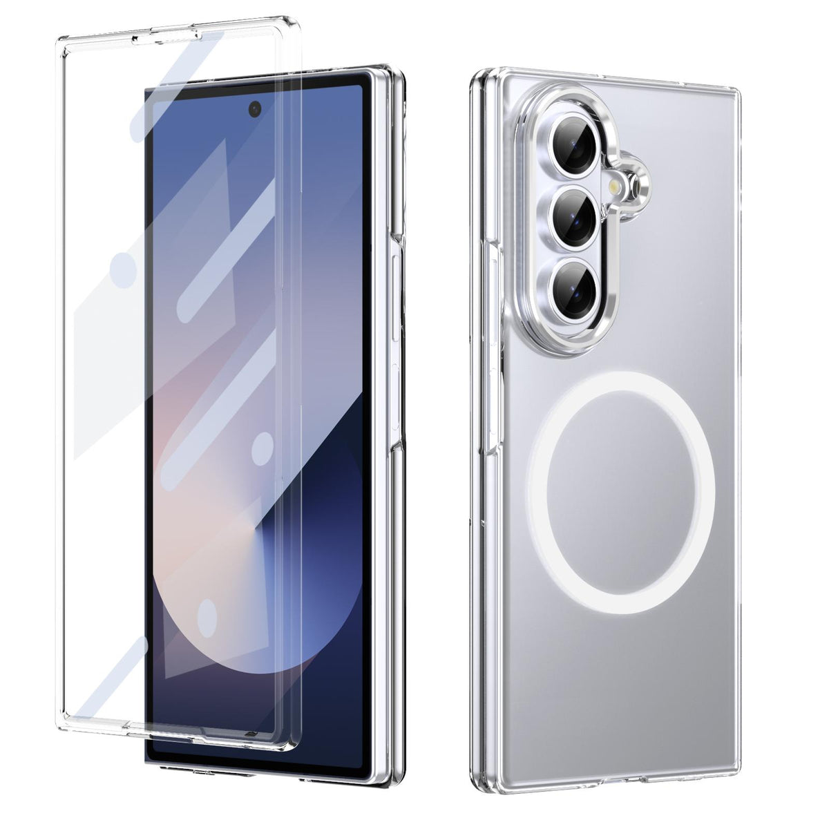 For Galaxy Z Fold8 Ultra 5G lce Folding Series MagSafe Integrated Clear PC Phone Case - Silver - EDA007451812E