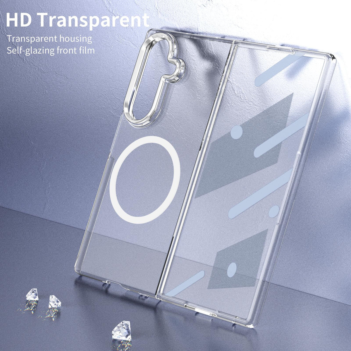 For Galaxy Z Fold8 Ultra 5G lce Folding Series MagSafe Integrated Clear PC Phone Case - Silver - EDA007451812E