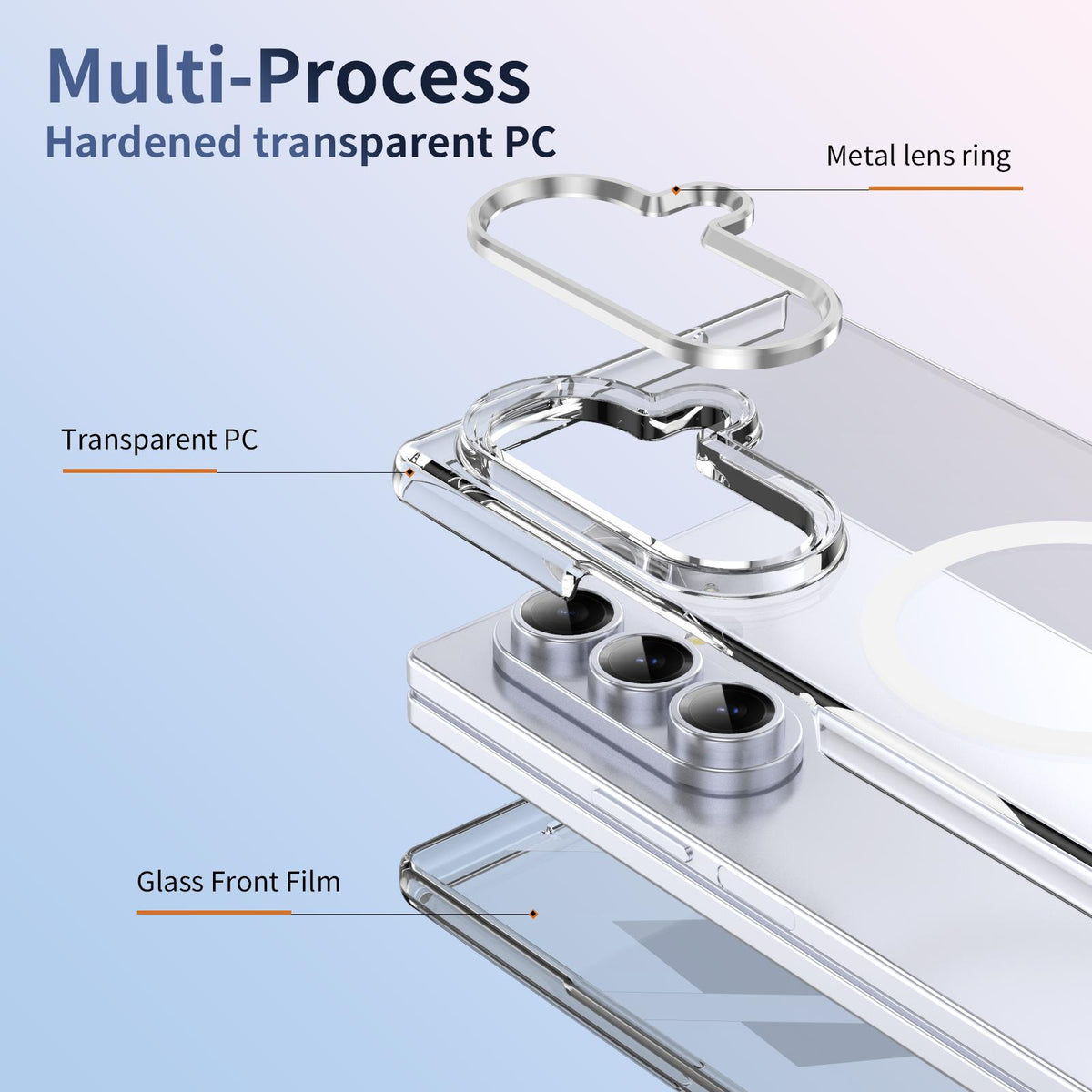 For Galaxy Z Fold8 Ultra 5G lce Folding Series MagSafe Integrated Clear PC Phone Case - Silver - EDA007451812E