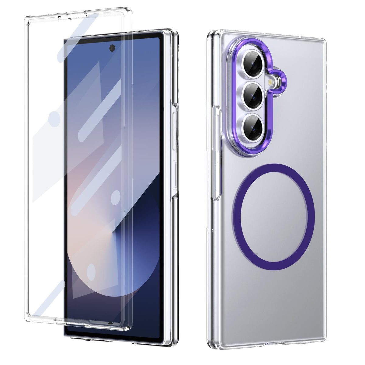 For Galaxy Z Fold8 Ultra 5G lce Folding Series MagSafe Integrated Clear PC Phone Case - Purple - EDA007451812F
