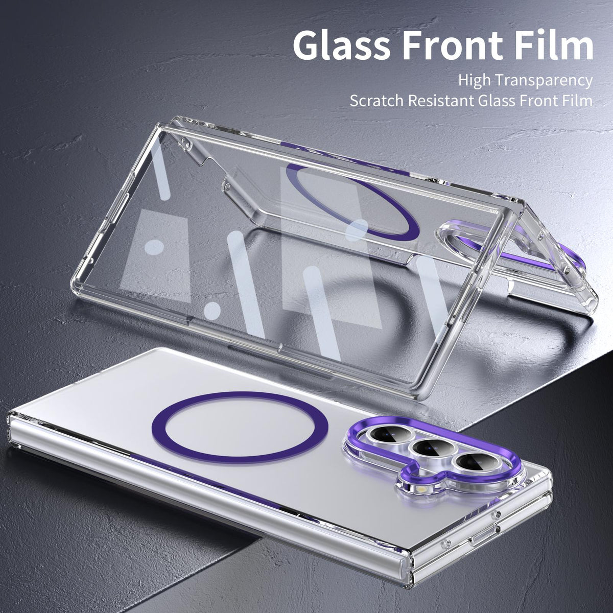 For Galaxy Z Fold8 Ultra 5G lce Folding Series MagSafe Integrated Clear PC Phone Case - Purple - EDA007451812F