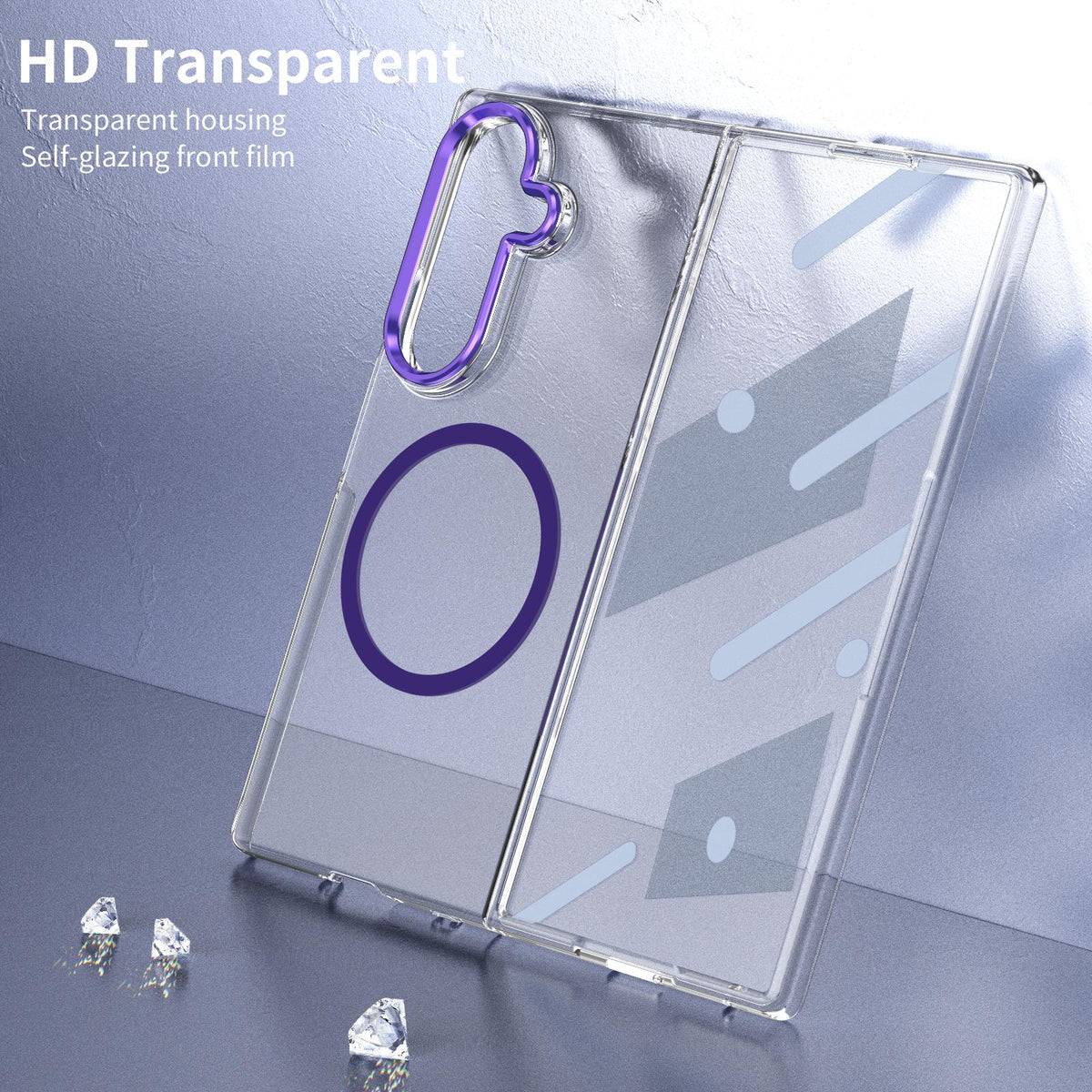 For Galaxy Z Fold8 Ultra 5G lce Folding Series MagSafe Integrated Clear PC Phone Case - Purple - EDA007451812F