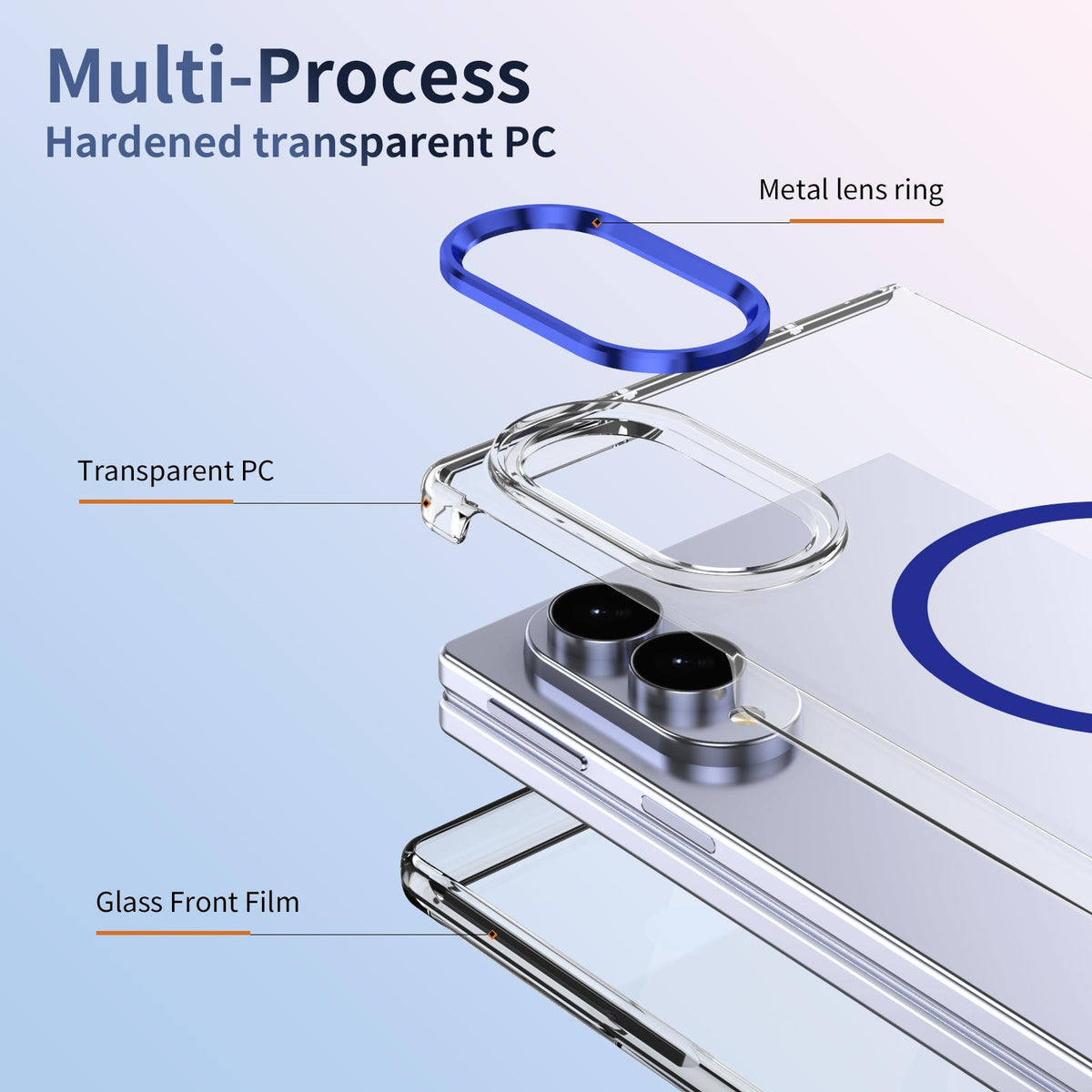 For Galaxy Z Fold8 5G lce Folding Series MagSafe Integrated Clear PC Phone Case - Royal Blue - EDA007451813A