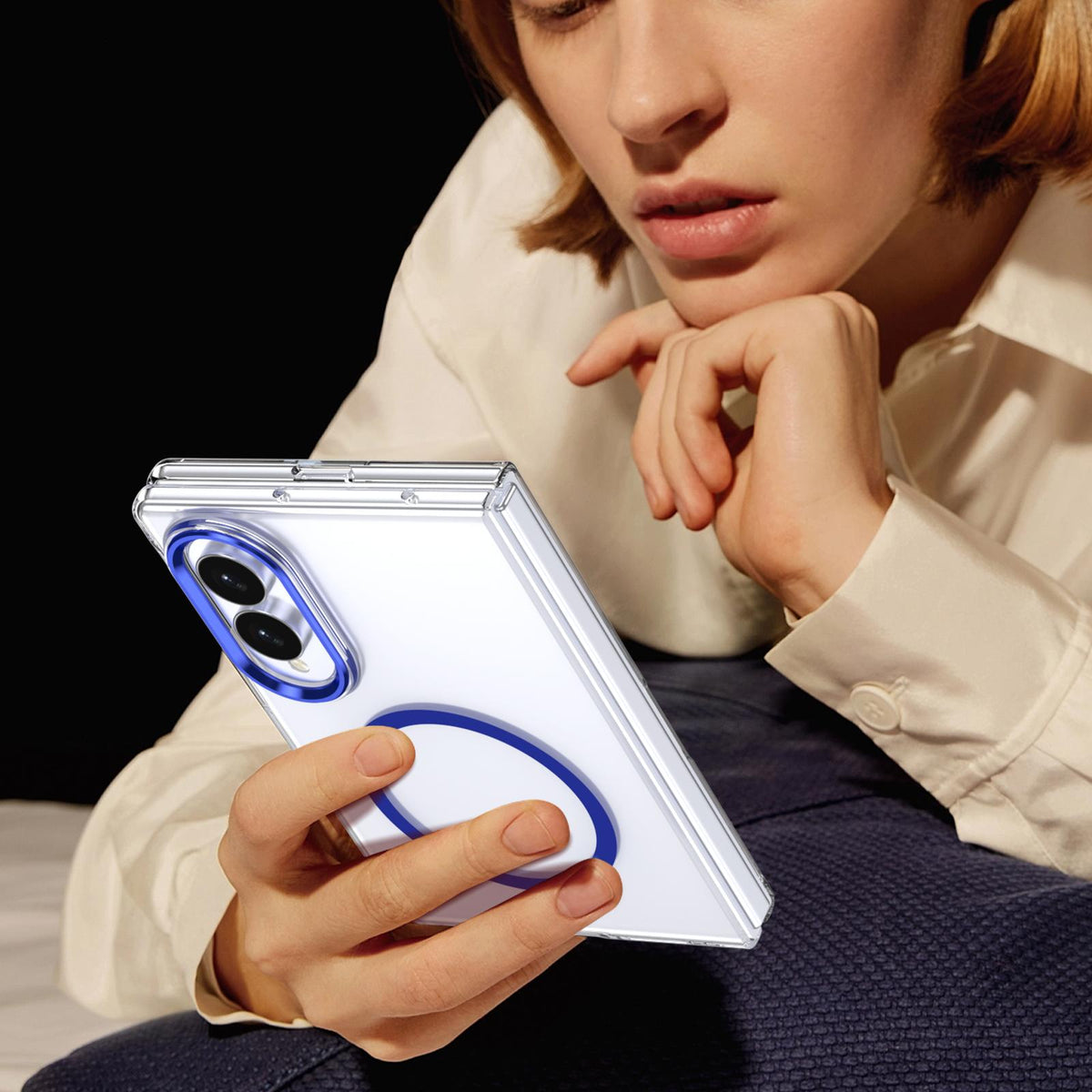 For Galaxy Z Fold8 5G lce Folding Series MagSafe Integrated Clear PC Phone Case - Royal Blue - EDA007451813A