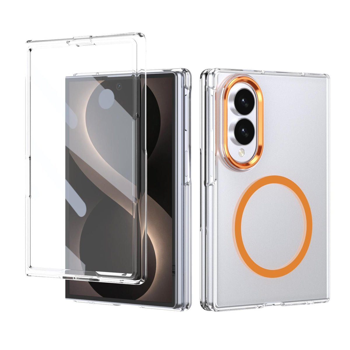 For Galaxy Z Fold8 5G lce Folding Series MagSafe Integrated Clear PC Phone Case - Orange - EDA007451813B
