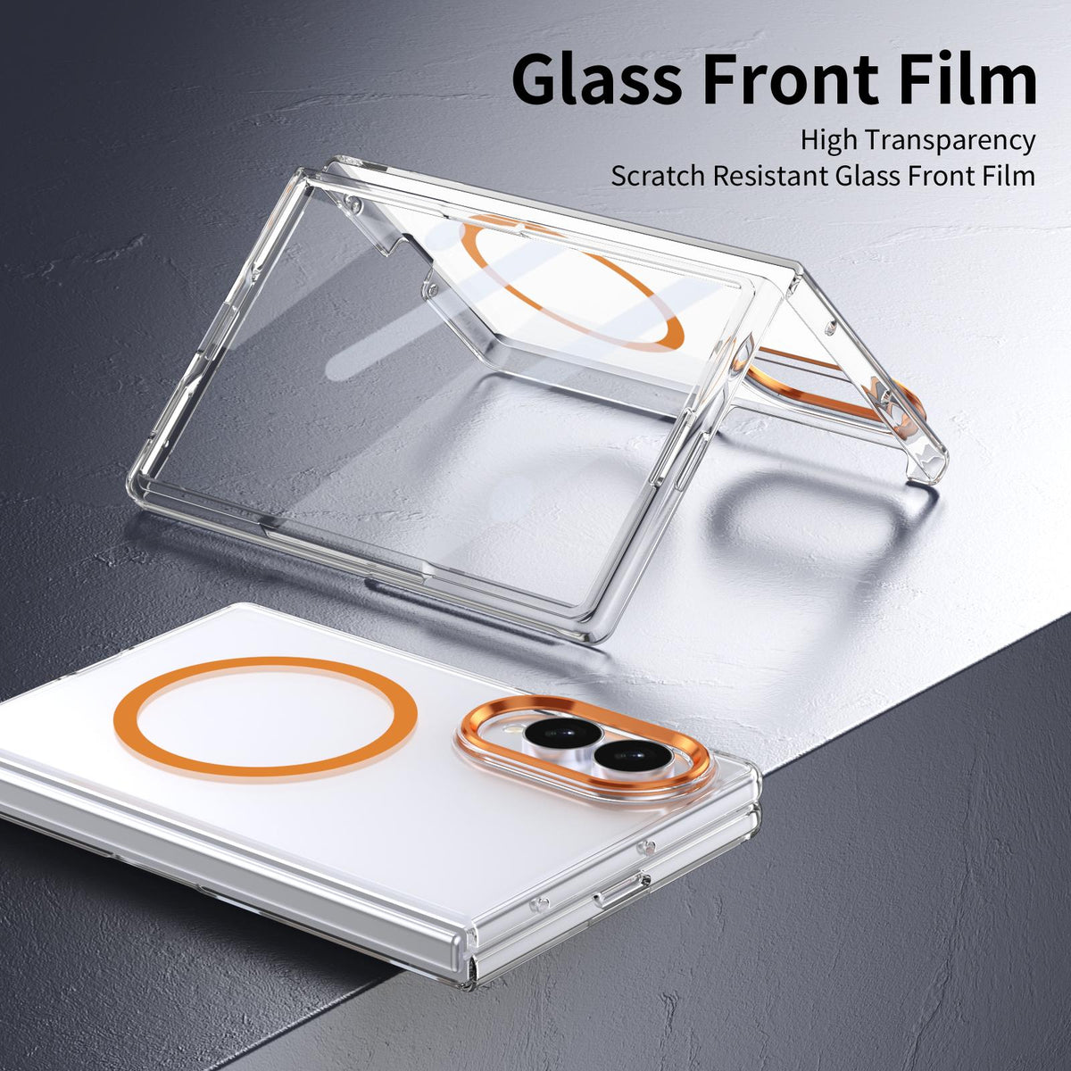 For Galaxy Z Fold8 5G lce Folding Series MagSafe Integrated Clear PC Phone Case - Orange - EDA007451813B