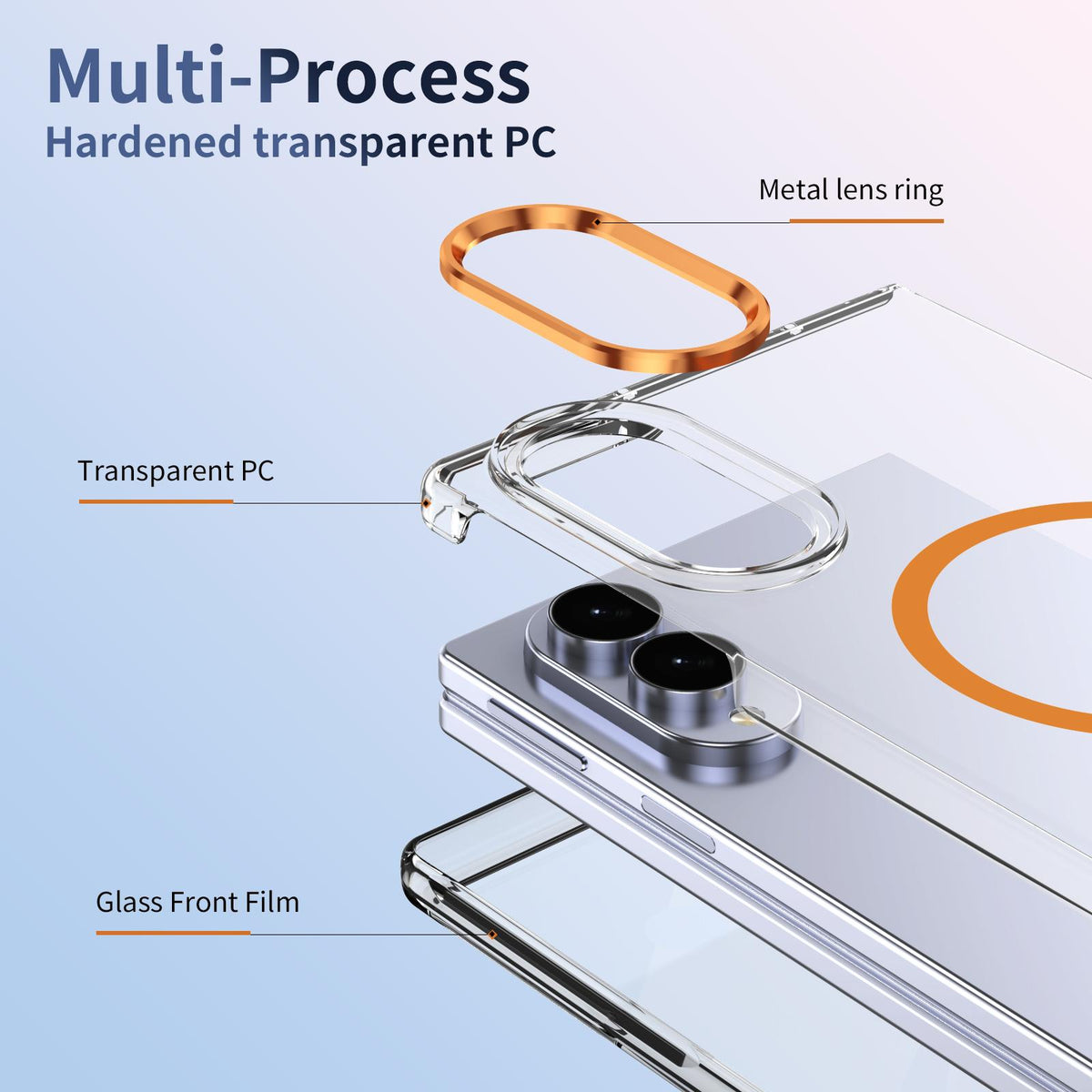 For Galaxy Z Fold8 5G lce Folding Series MagSafe Integrated Clear PC Phone Case - Orange - EDA007451813B