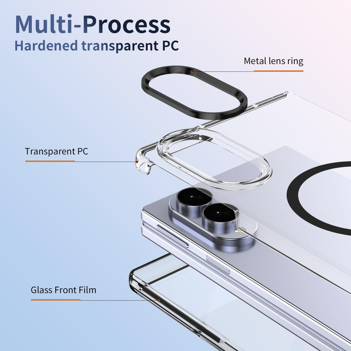 For Galaxy Z Fold8 5G lce Folding Series MagSafe Integrated Clear PC Phone Case - Black - EDA007451813C