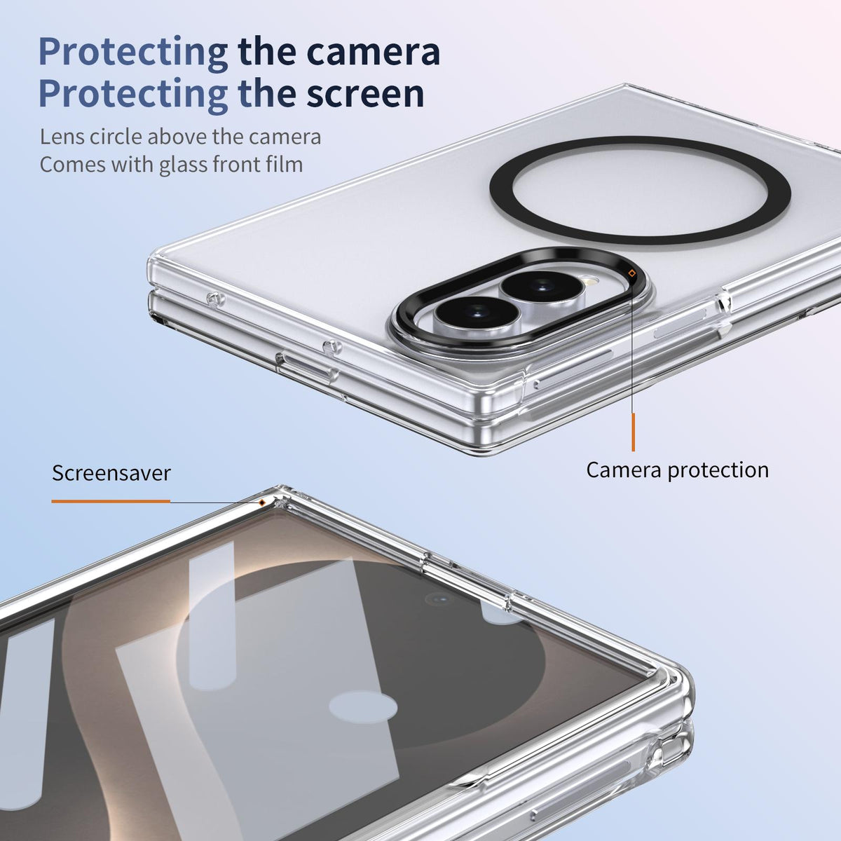 For Galaxy Z Fold8 5G lce Folding Series MagSafe Integrated Clear PC Phone Case - Black - EDA007451813C