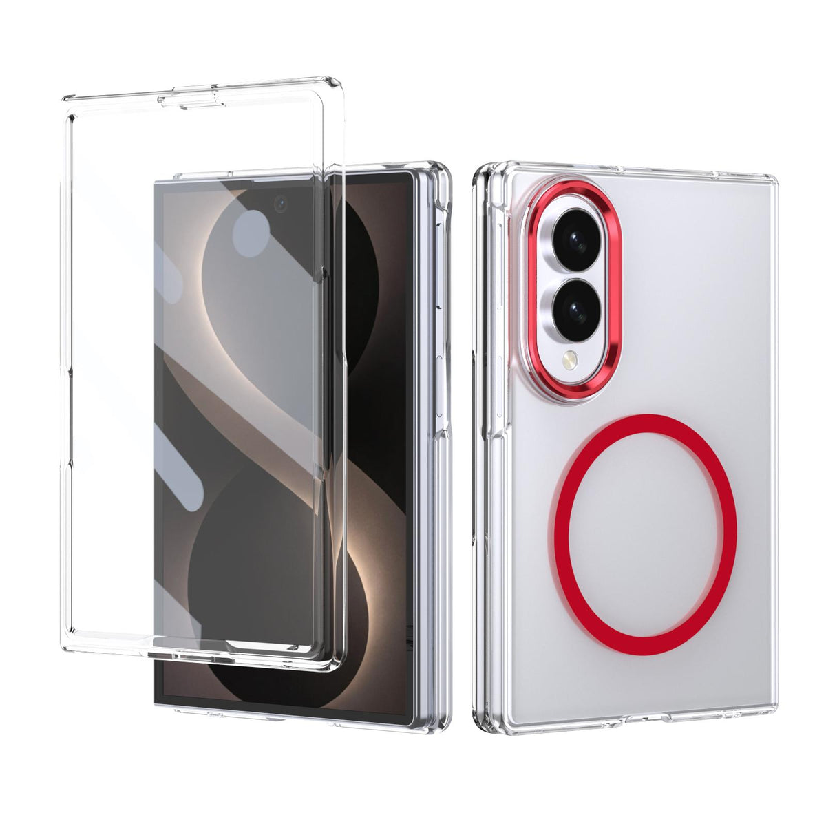 For Galaxy Z Fold8 5G lce Folding Series MagSafe Integrated Clear PC Phone Case - Red - EDA007451813D