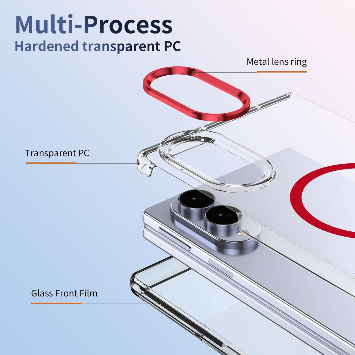 For Galaxy Z Fold8 5G lce Folding Series MagSafe Integrated Clear PC Phone Case - Red - EDA007451813D