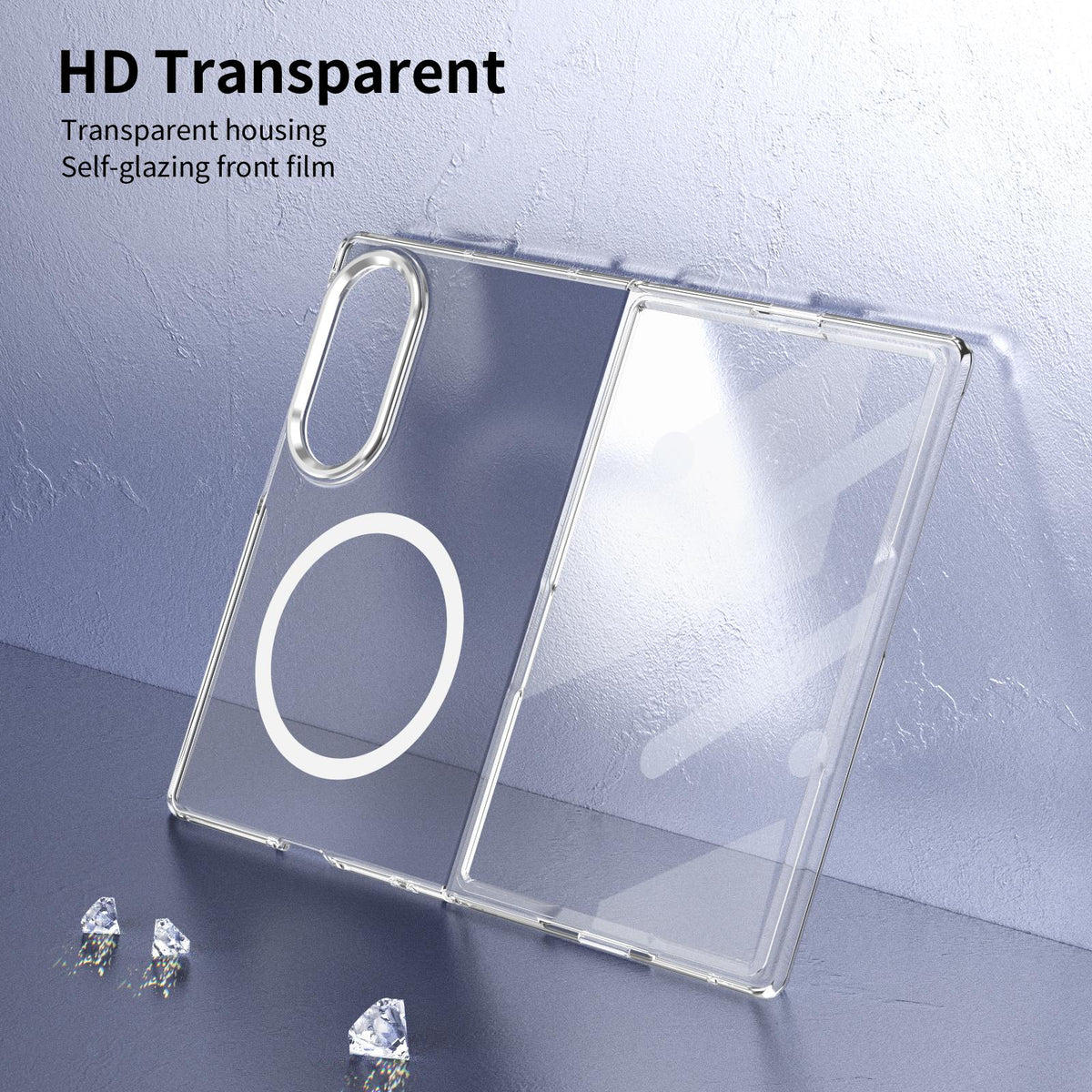 For Galaxy Z Fold8 5G lce Folding Series MagSafe Integrated Clear PC Phone Case - Silver - EDA007451813E