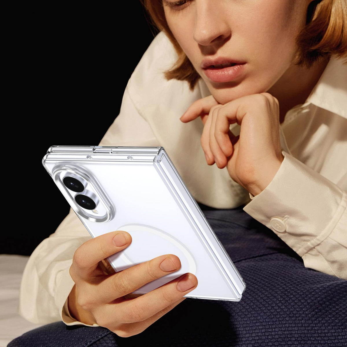 For Galaxy Z Fold8 5G lce Folding Series MagSafe Integrated Clear PC Phone Case - Silver - EDA007451813E