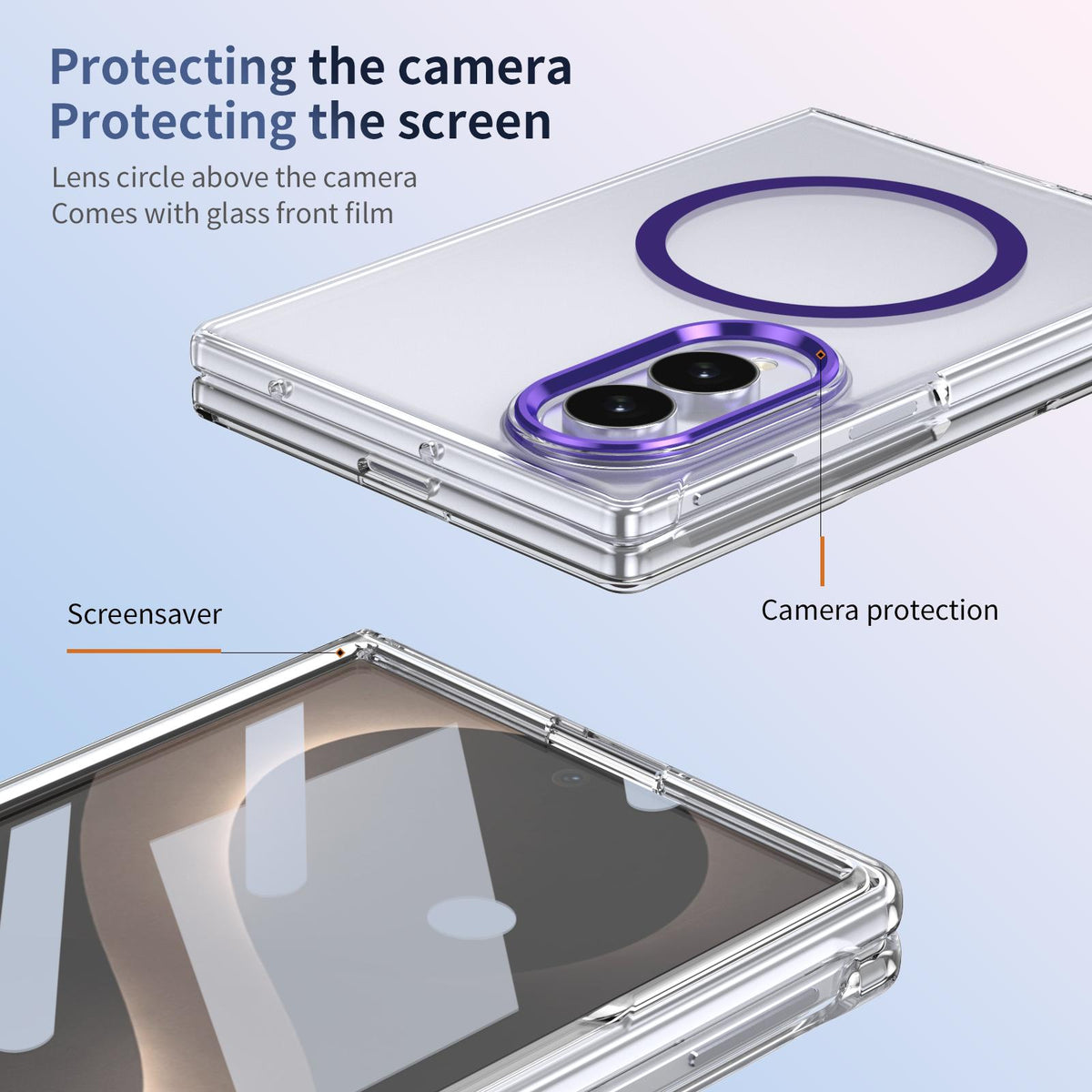 For Galaxy Z Fold8 5G lce Folding Series MagSafe Integrated Clear PC Phone Case - Purple - EDA007451813F
