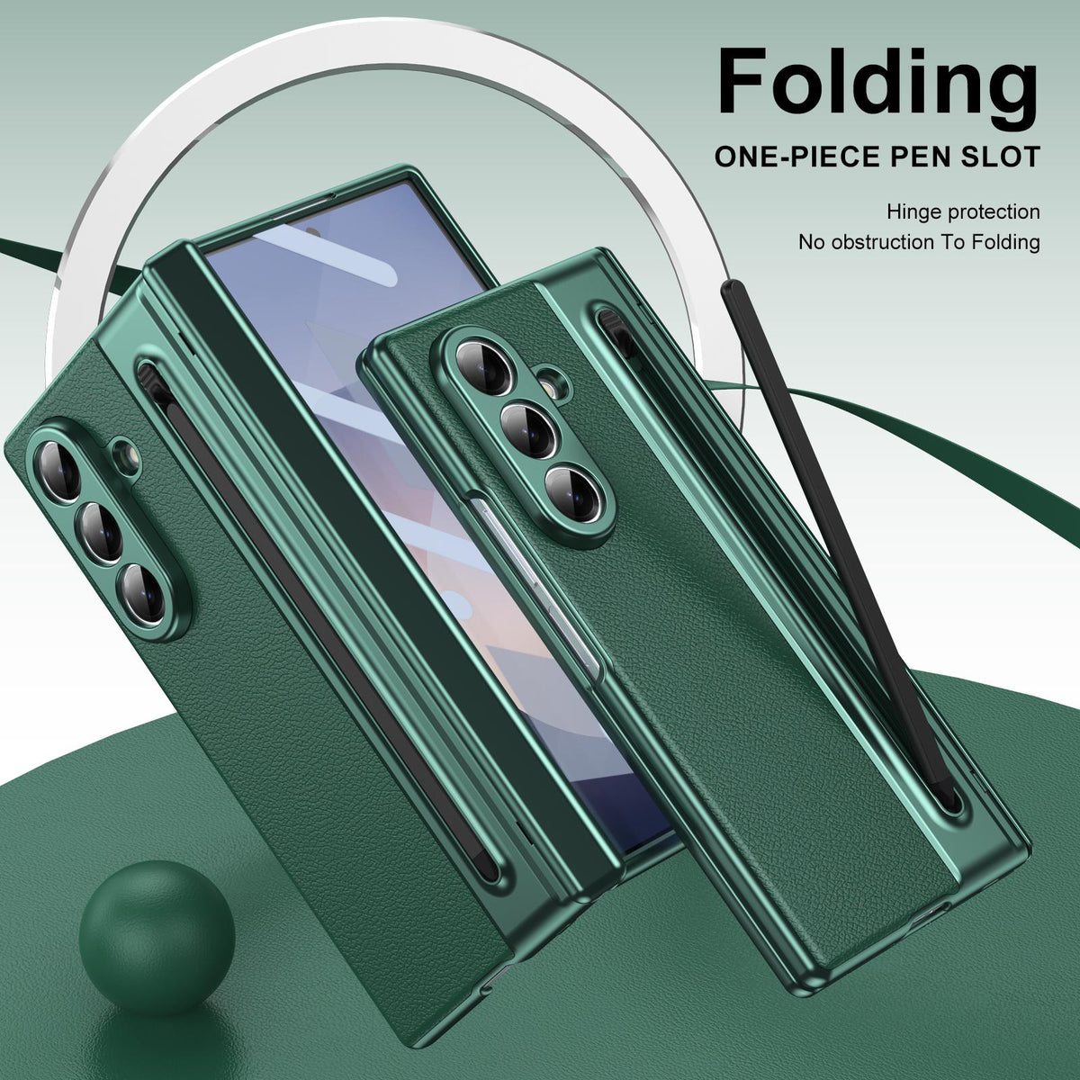 For Galaxy Z Fold8 Ultra 5G Integrated PC + PU Phone Case with Pen / Pen Box - Green - EDA007453006A