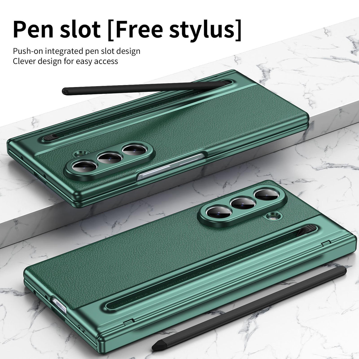 For Galaxy Z Fold8 Ultra 5G Integrated PC + PU Phone Case with Pen / Pen Box - Green - EDA007453006A