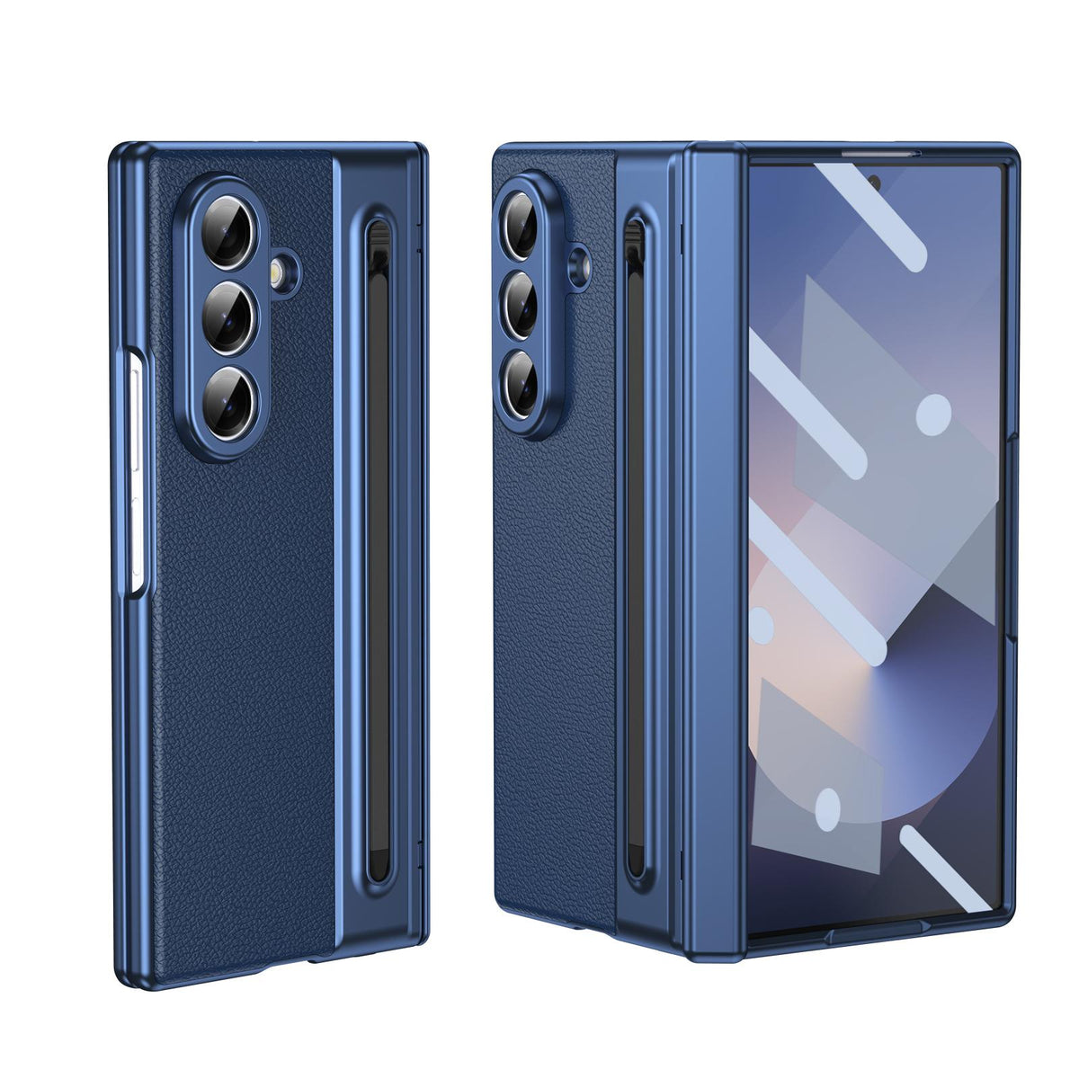 For Galaxy Z Fold8 Ultra 5G Integrated PC + PU Phone Case with Pen / Pen Box - Blue - EDA007453006B