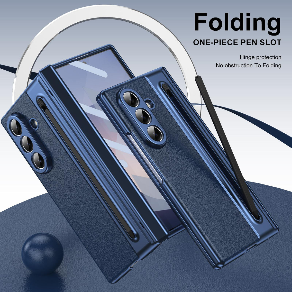 For Galaxy Z Fold8 Ultra 5G Integrated PC + PU Phone Case with Pen / Pen Box - Blue - EDA007453006B