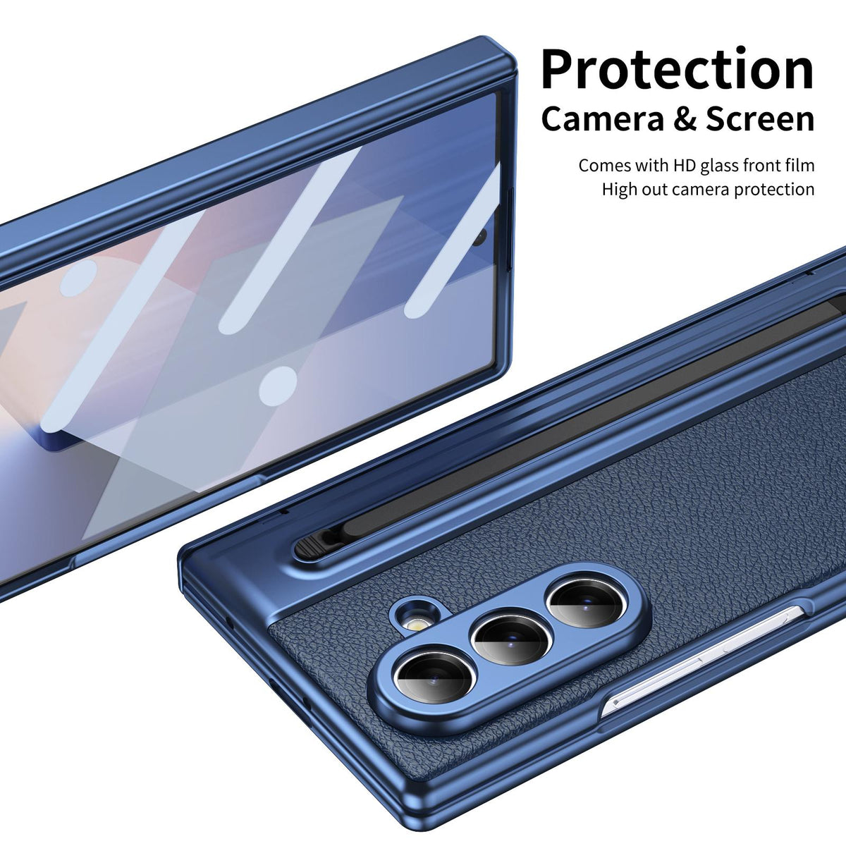 For Galaxy Z Fold8 Ultra 5G Integrated PC + PU Phone Case with Pen / Pen Box - Blue - EDA007453006B