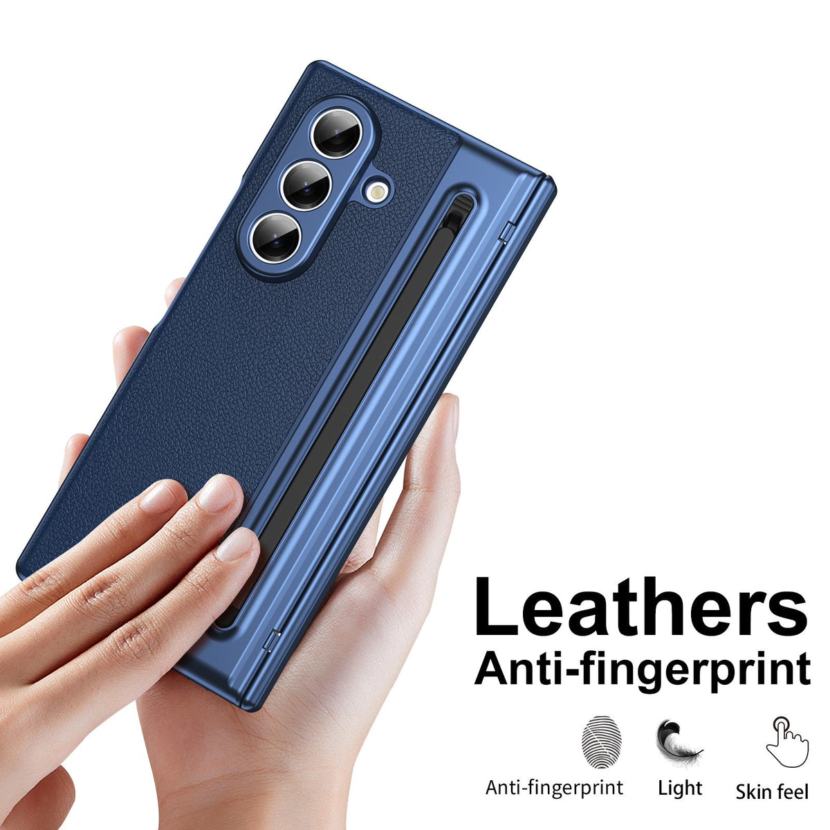 For Galaxy Z Fold8 Ultra 5G Integrated PC + PU Phone Case with Pen / Pen Box - Blue - EDA007453006B