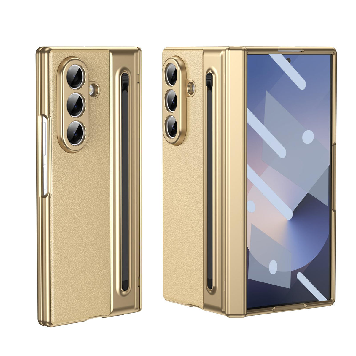 For Galaxy Z Fold8 Ultra 5G Integrated PC + PU Phone Case with Pen / Pen Box - Gold - EDA007453006C