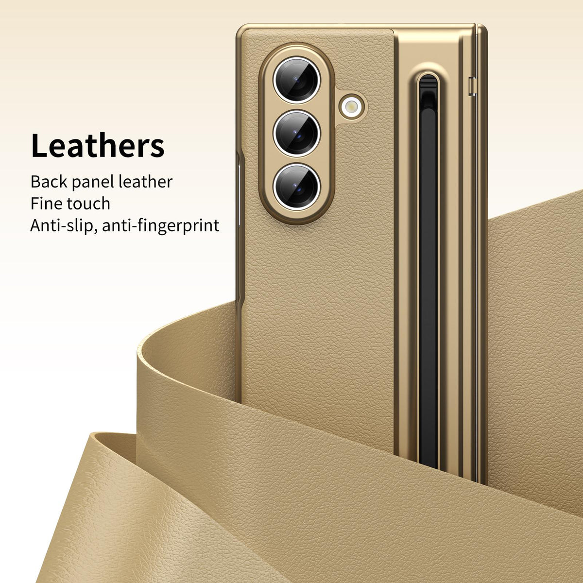 For Galaxy Z Fold8 Ultra 5G Integrated PC + PU Phone Case with Pen / Pen Box - Gold - EDA007453006C