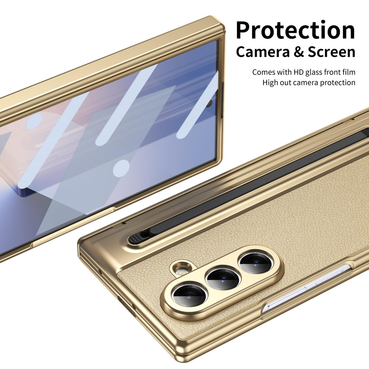 For Galaxy Z Fold8 Ultra 5G Integrated PC + PU Phone Case with Pen / Pen Box - Gold - EDA007453006C