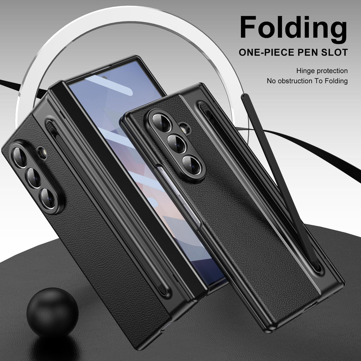 For Galaxy Z Fold8 Ultra 5G Integrated PC + PU Phone Case with Pen / Pen Box - Black - EDA007453006D