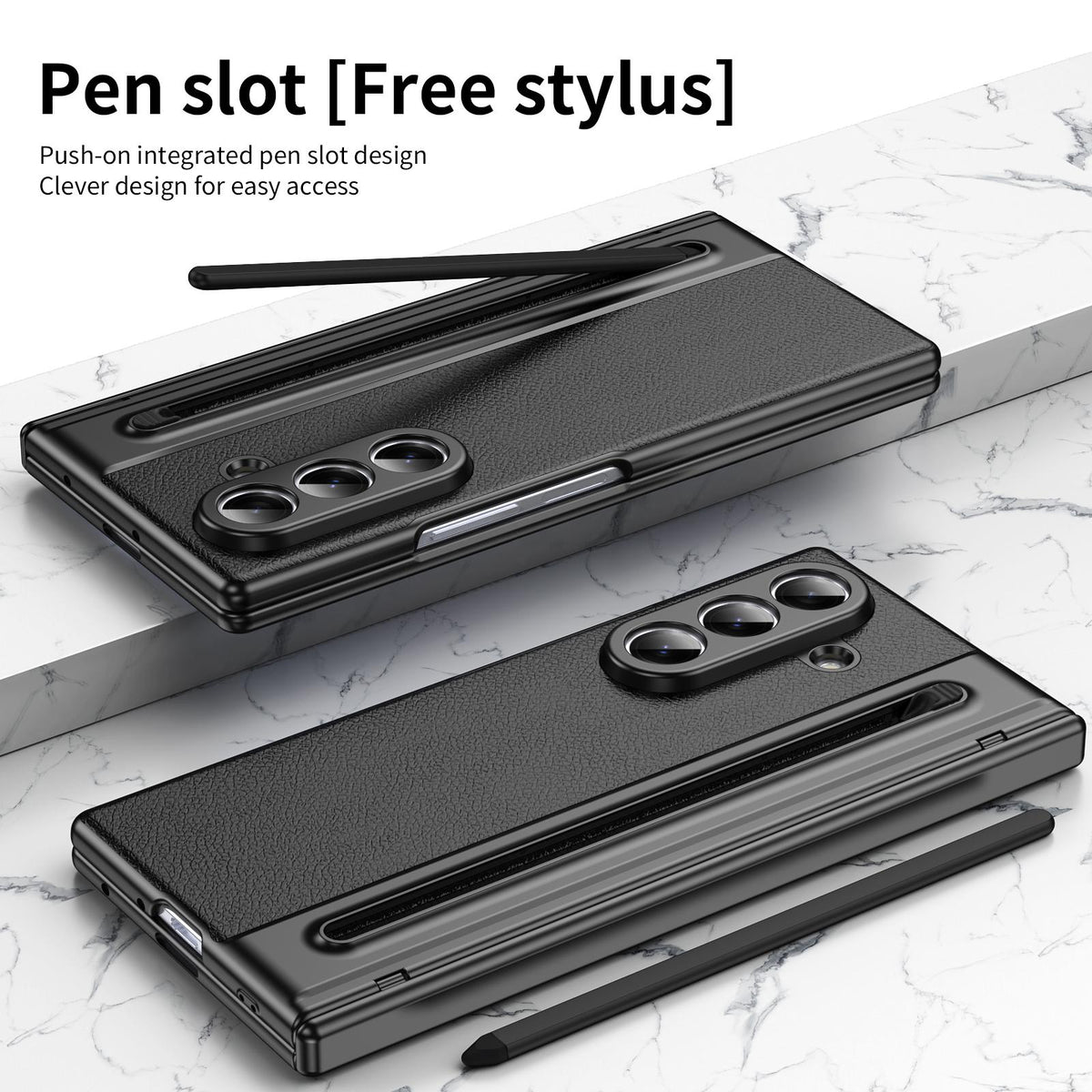 For Galaxy Z Fold8 Ultra 5G Integrated PC + PU Phone Case with Pen / Pen Box - Black - EDA007453006D
