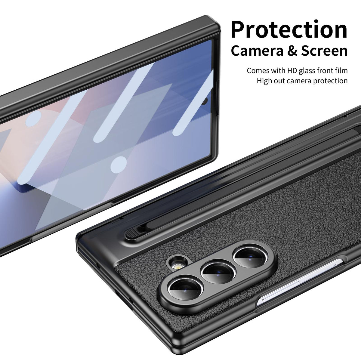 For Galaxy Z Fold8 Ultra 5G Integrated PC + PU Phone Case with Pen / Pen Box - Black - EDA007453006D
