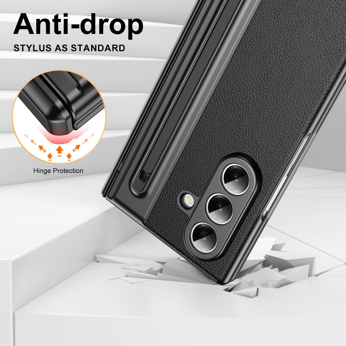 For Galaxy Z Fold8 Ultra 5G Integrated PC + PU Phone Case with Pen / Pen Box - Black - EDA007453006D