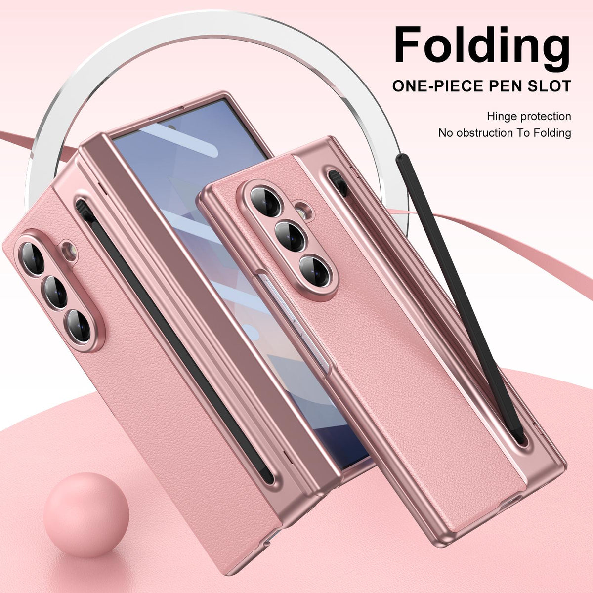 For Galaxy Z Fold8 Ultra 5G Integrated PC + PU Phone Case with Pen / Pen Box - Pink - EDA007453006E