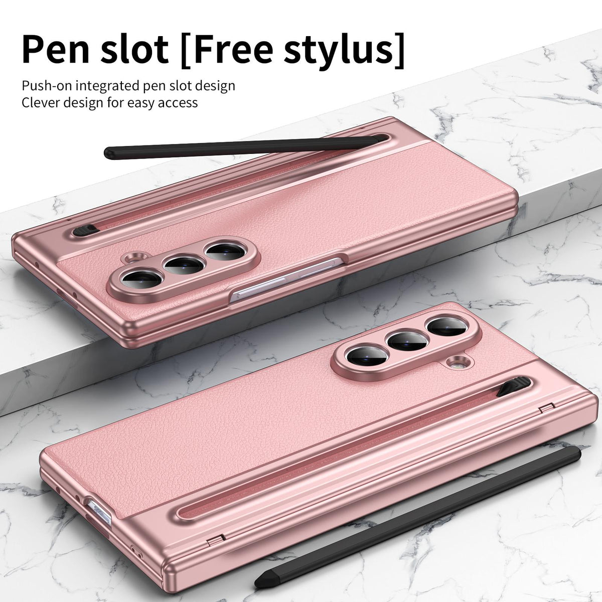 For Galaxy Z Fold8 Ultra 5G Integrated PC + PU Phone Case with Pen / Pen Box - Pink - EDA007453006E