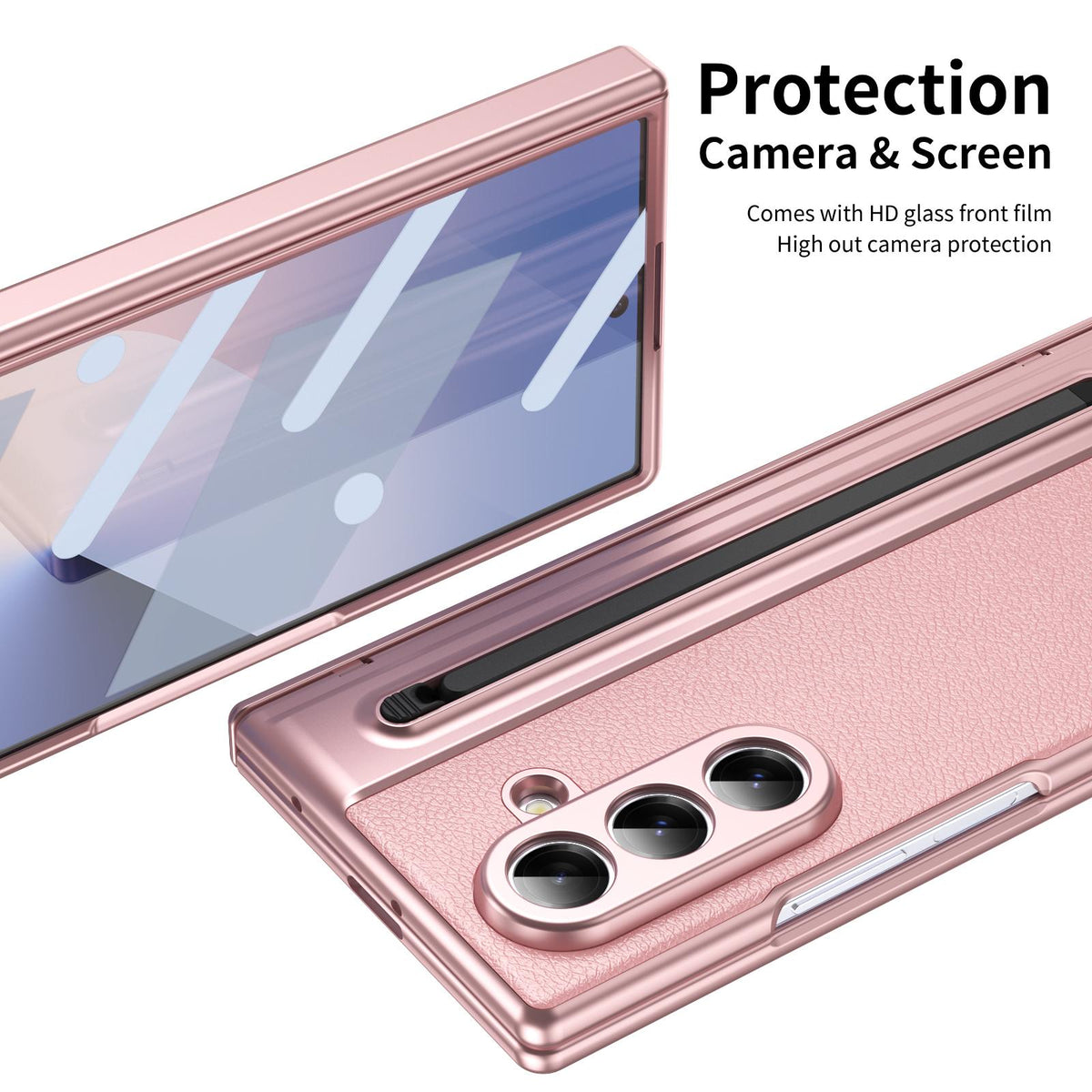 For Galaxy Z Fold8 Ultra 5G Integrated PC + PU Phone Case with Pen / Pen Box - Pink - EDA007453006E
