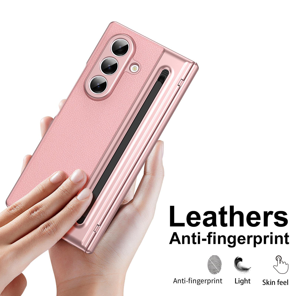 For Galaxy Z Fold8 Ultra 5G Integrated PC + PU Phone Case with Pen / Pen Box - Pink - EDA007453006E