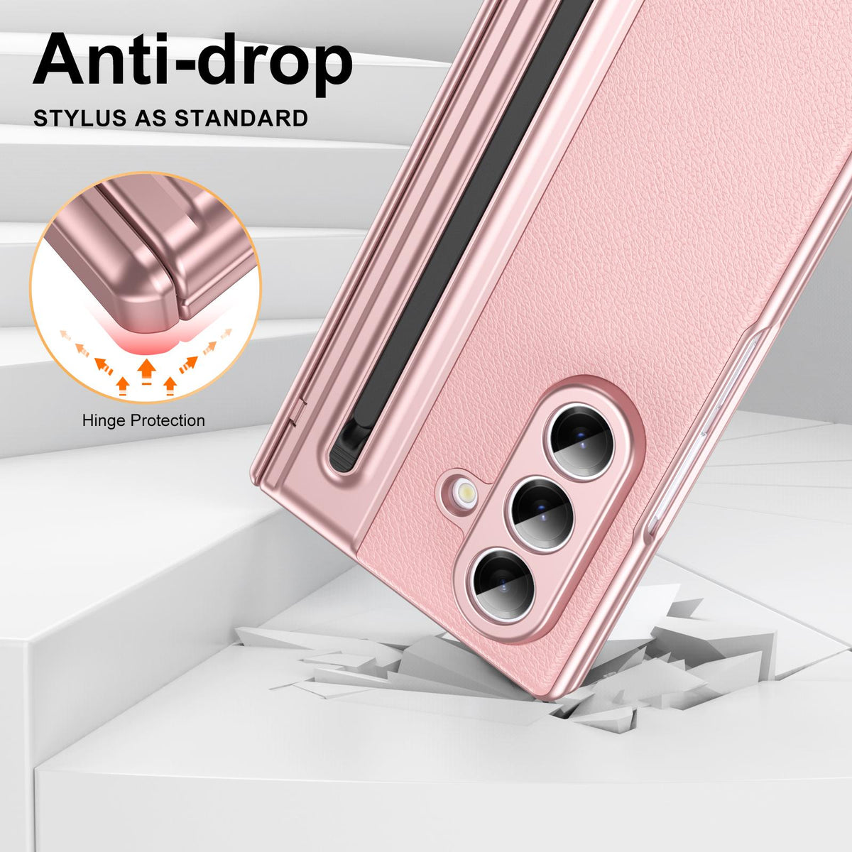 For Galaxy Z Fold8 Ultra 5G Integrated PC + PU Phone Case with Pen / Pen Box - Pink - EDA007453006E