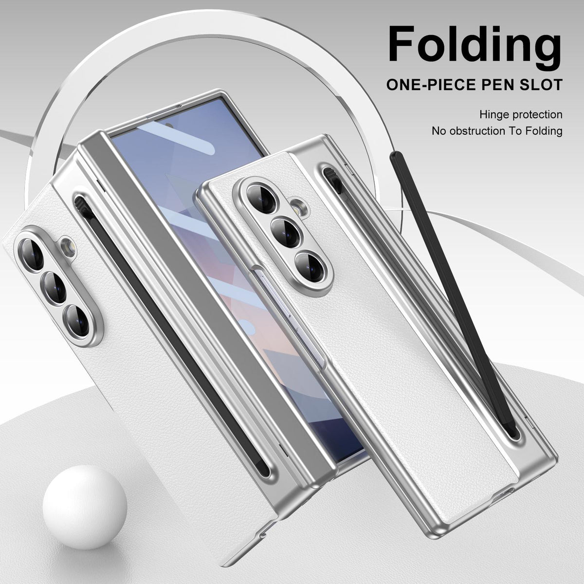 For Galaxy Z Fold8 Ultra 5G Integrated PC + PU Phone Case with Pen / Pen Box - White - EDA007453006F