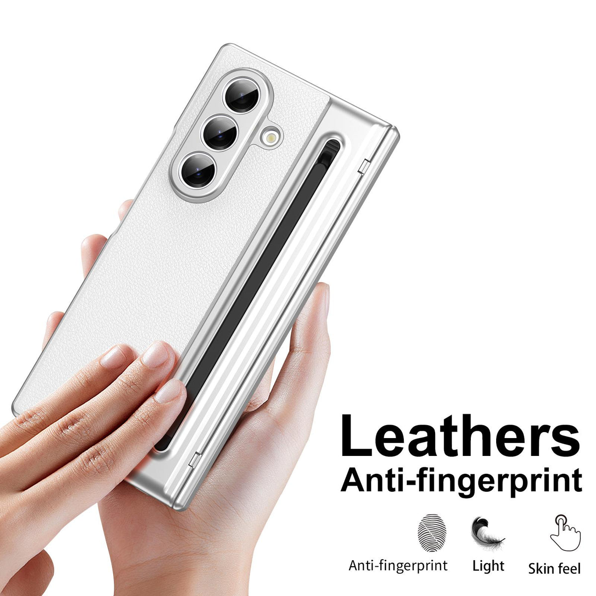 For Galaxy Z Fold8 Ultra 5G Integrated PC + PU Phone Case with Pen / Pen Box - White - EDA007453006F