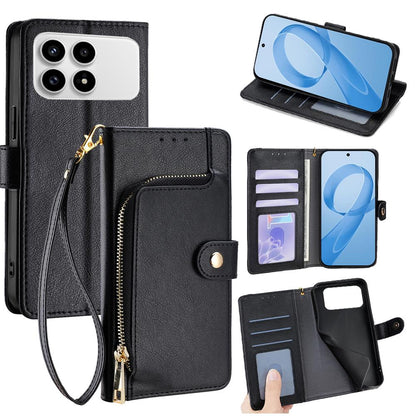 For Redmi K90 Pro Max 5G / Poco F8 Ultra Zipper Bag Leather Phone Case(Black)