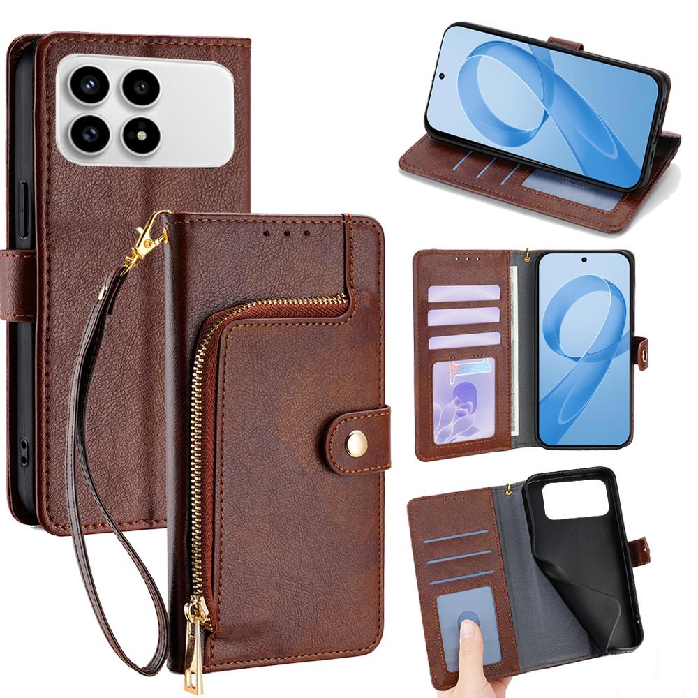 For Redmi K90 Pro Max 5G / Poco F8 Ultra Zipper Bag Leather Phone Case(Brown)