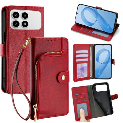 For Redmi K90 Pro Max 5G / Poco F8 Ultra Zipper Bag Leather Phone Case(Red)