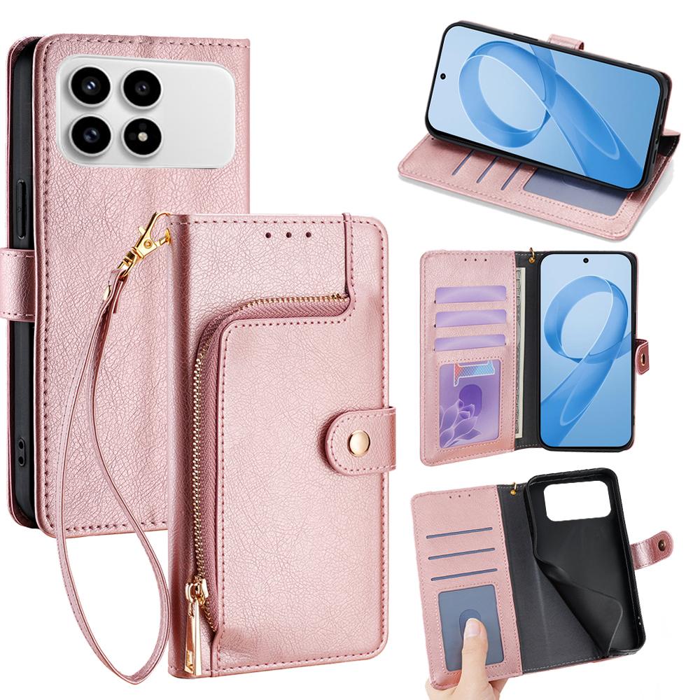 For Redmi K90 Pro Max 5G / Poco F8 Ultra Zipper Bag Leather Phone Case(Rose Gold)