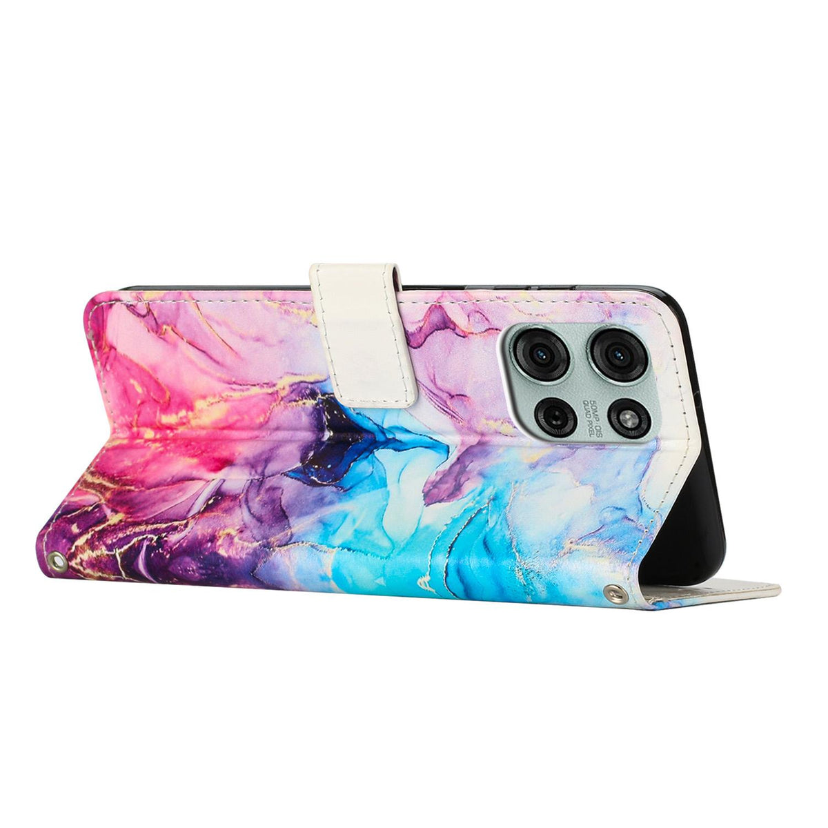 For Motorola Edge 70 Pro 5G Painted Marble Pattern Leather Phone Case - Pink Purple - EDA007471828B
