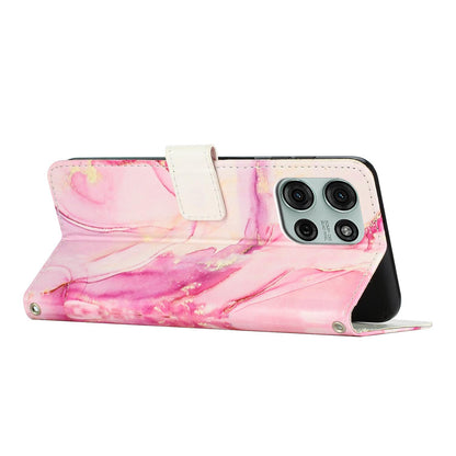 For Motorola Edge 70 Pro 5G Painted Marble Pattern Leather Phone Case - Rose Gold - EDA007471828C