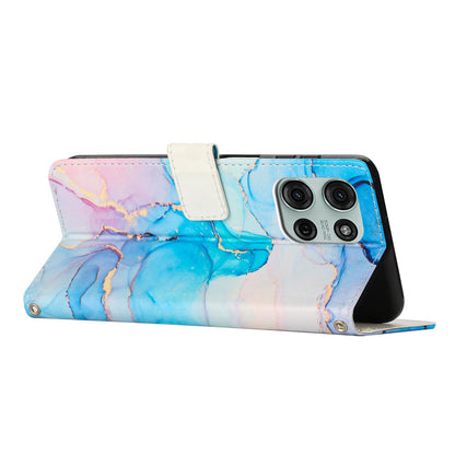 For Motorola Edge 70 Pro 5G Painted Marble Pattern Leather Phone Case - Pink Green - EDA007471828D