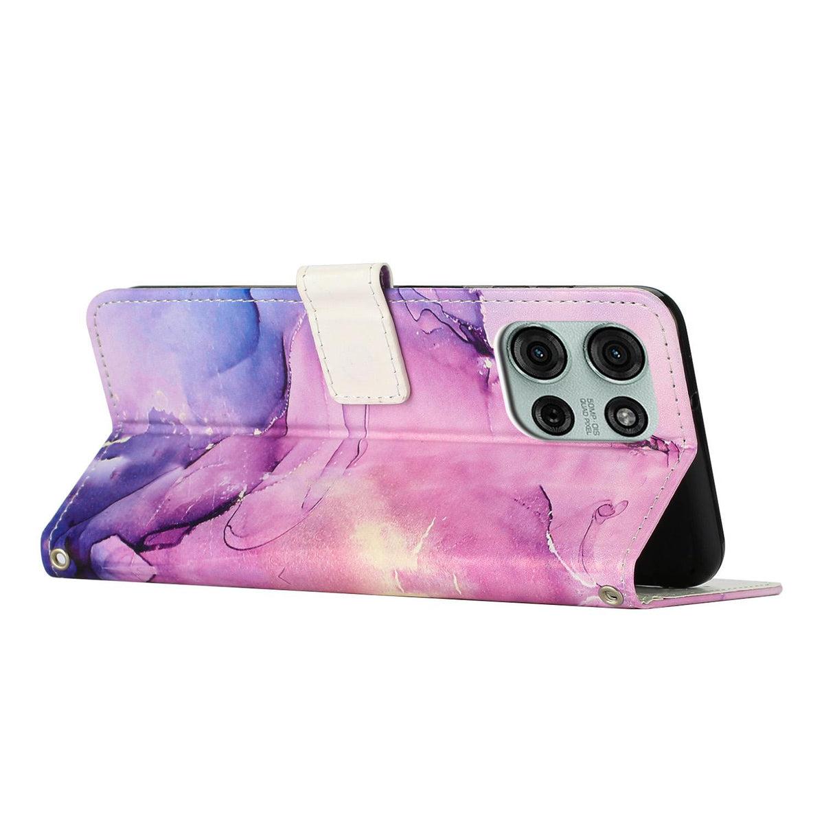 For Motorola Edge 70 Pro 5G Painted Marble Pattern Leather Phone Case - Purple - EDA007471828E