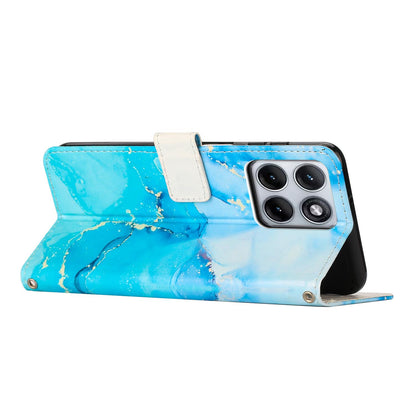 For Motorola Edge 5G 2026 Painted Marble Pattern Leather Phone Case - Blue Green - EDA007471829A