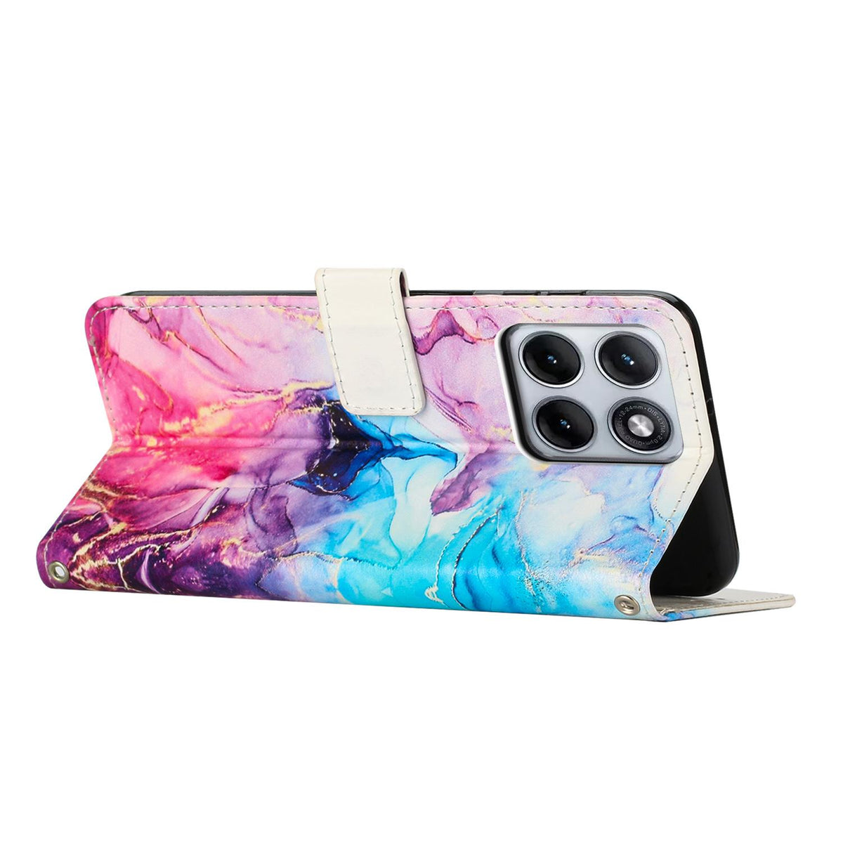 For Motorola Edge 5G 2026 Painted Marble Pattern Leather Phone Case - Pink Purple - EDA007471829B